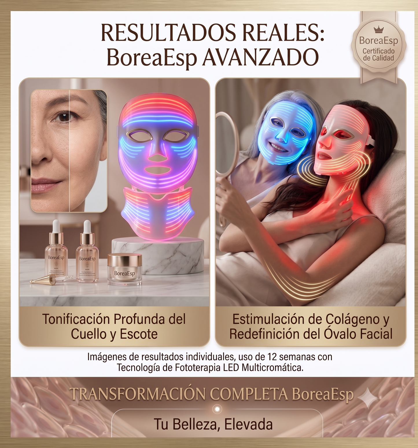 Borea - Máscara facial LED Pro